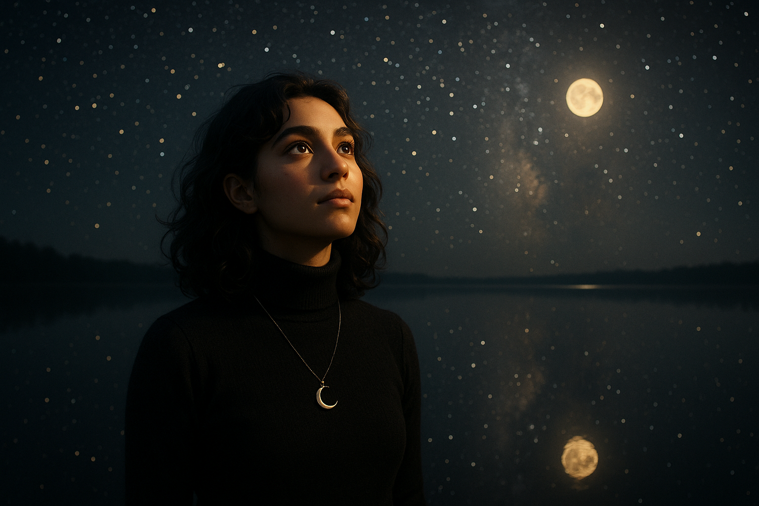 Luna zwischen zwei Himmeln – Sterne oben, Sterne unten